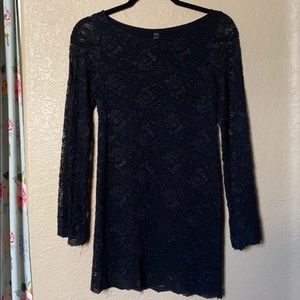 Black lace long sleeve dress